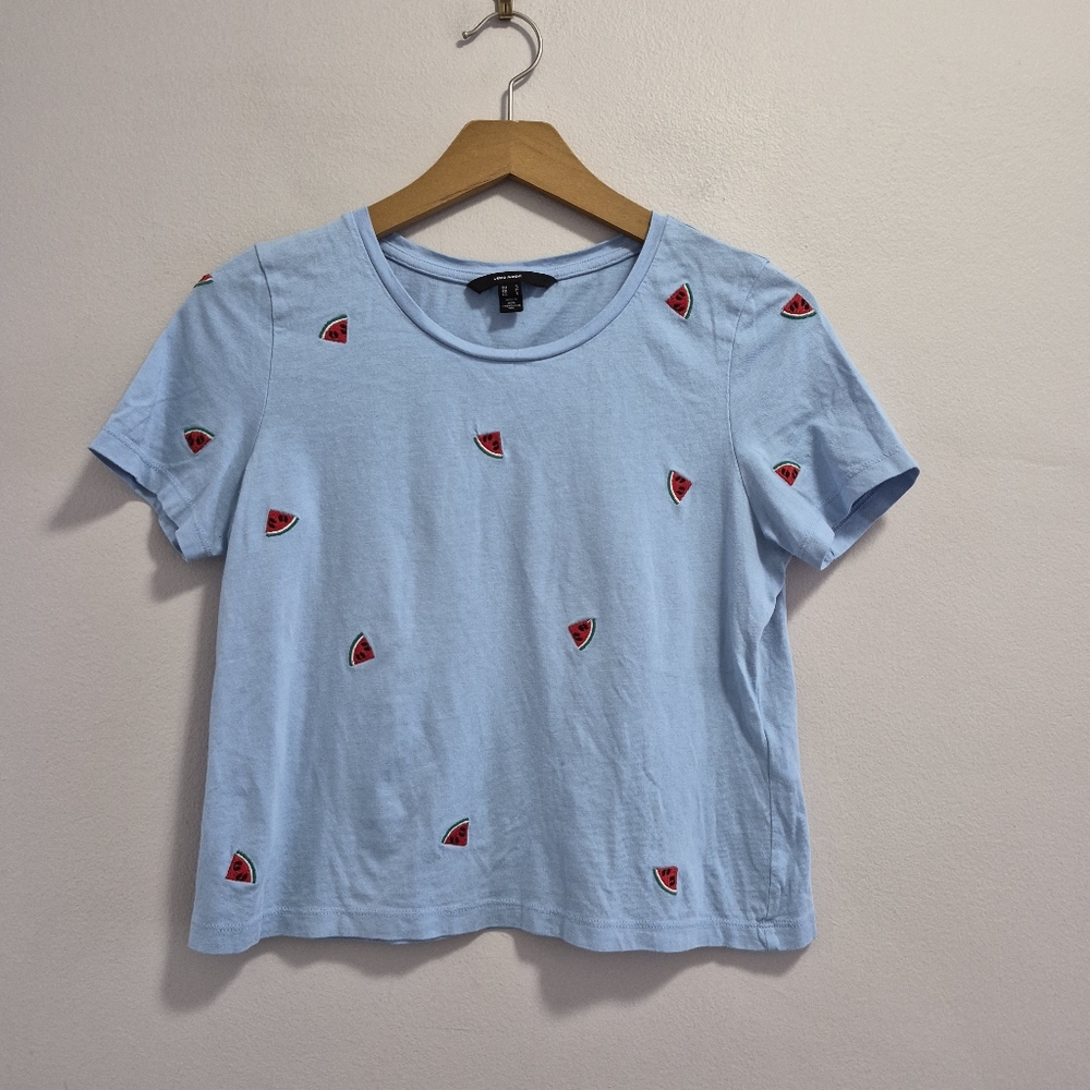 Vero Moda Embroidered Watermelom Cropped Babydoll Tee Size Small